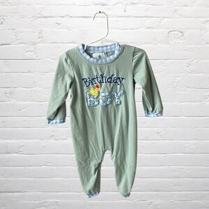 Thomas & Turner // Birthday Boy Minty Blue Green One Piece Romper